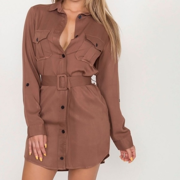 MK Boutique Dresses & Skirts - Last S• Belted Shirt Dress - Brown